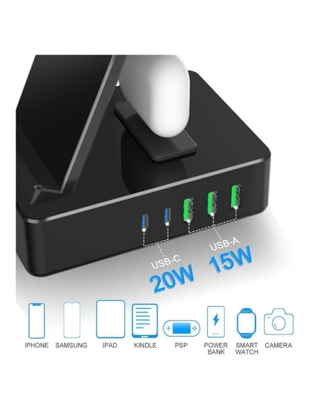8 in 1 Multifunctional Wireless Charger in Black. New in Box!